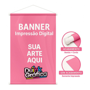 Banner Lona 380g 60x90 4x0 Brilho Madeira e cordinha 
